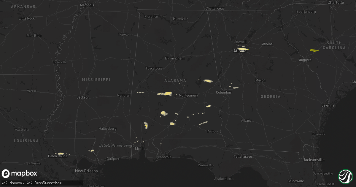 Hail map in Alabama on April 10, 2015