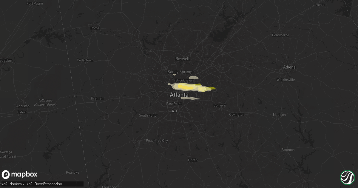 Hail map in Atlanta, GA on April 10, 2015