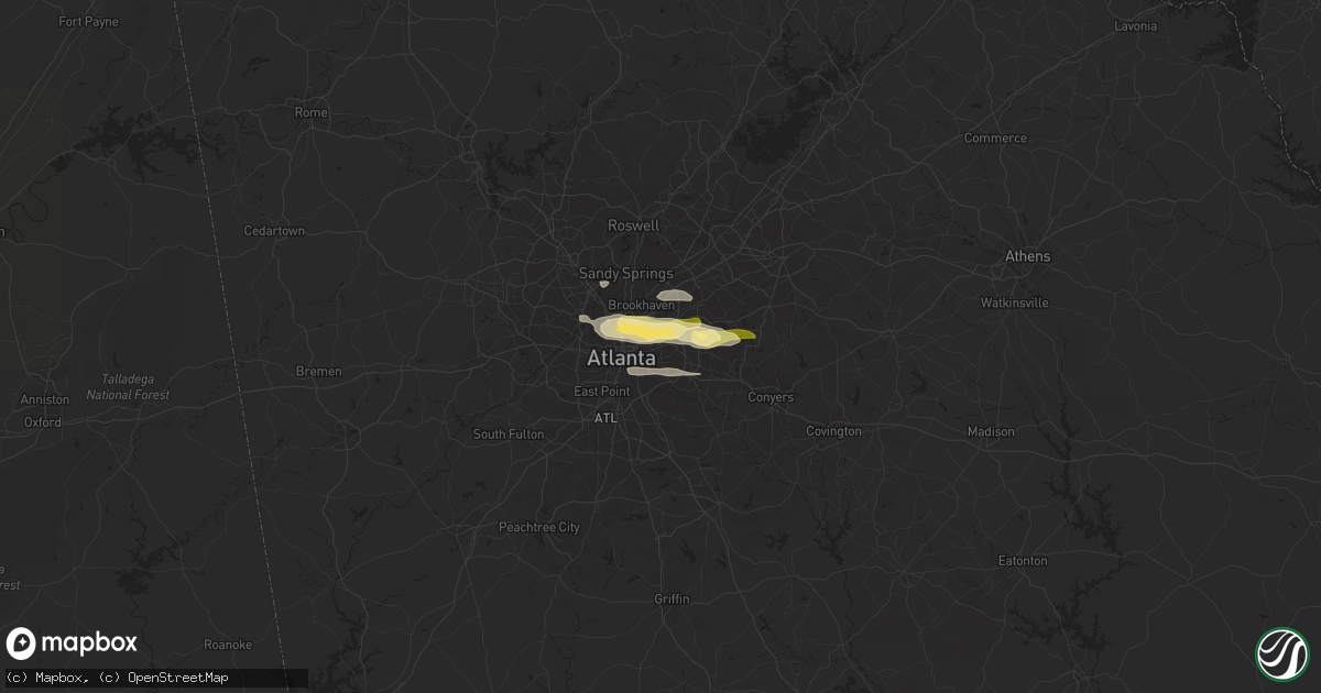Hail map in Decatur, GA on April 10, 2015