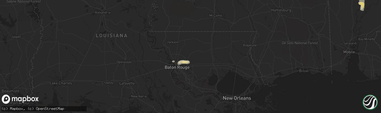 Hail map in Denham Springs, LA on April 10, 2015