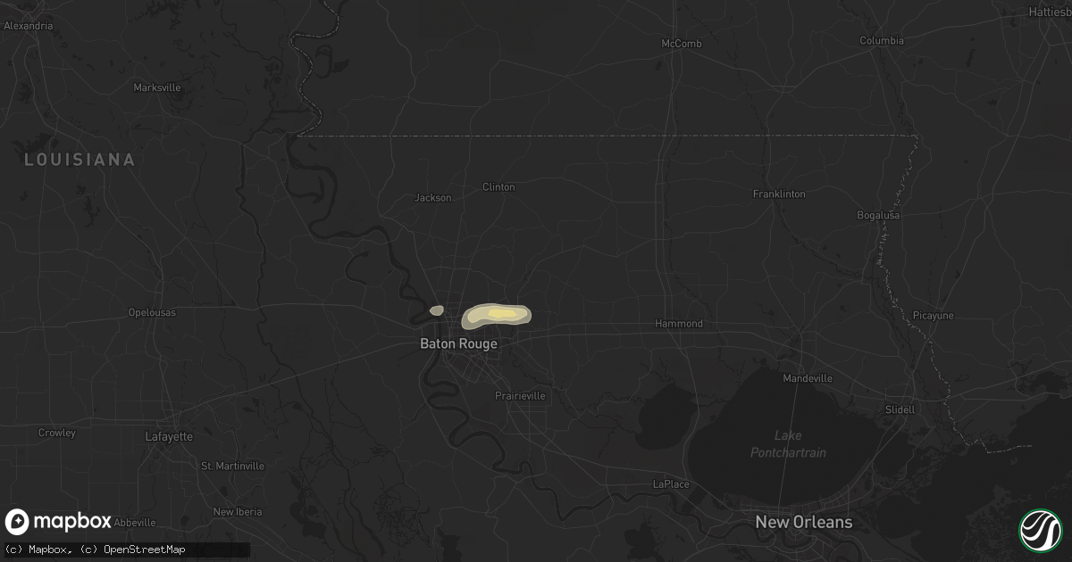 Hail map in Denham Springs, LA on April 10, 2015