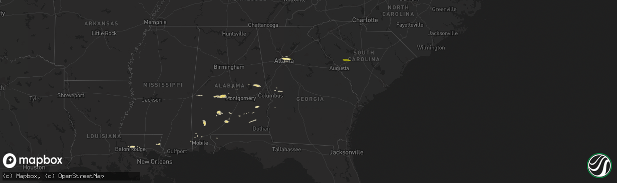 Hail map in Georgia on April 10, 2015