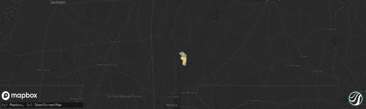 Hail map in Jackson, AL on April 10, 2015