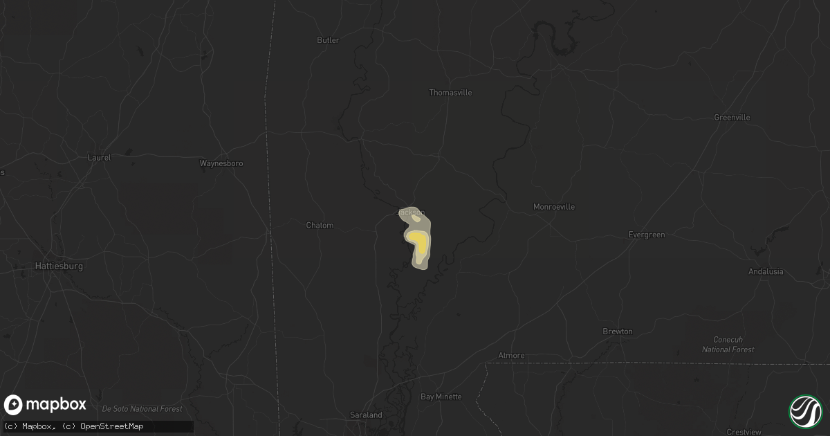 Hail map in Jackson, AL on April 10, 2015