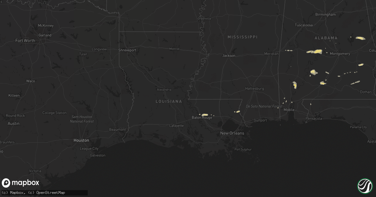 Hail map in Louisiana on April 10, 2015