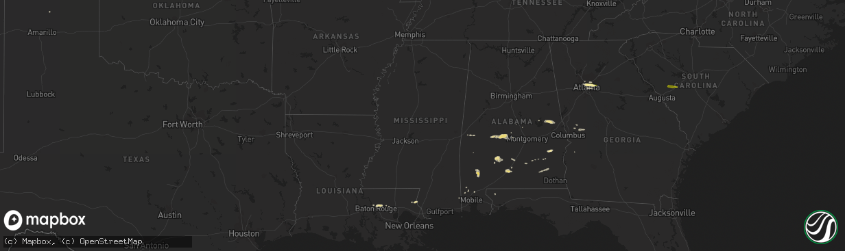 Hail map in Mississippi on April 10, 2015