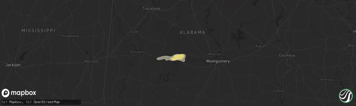 Hail map in Selma, AL on April 10, 2015