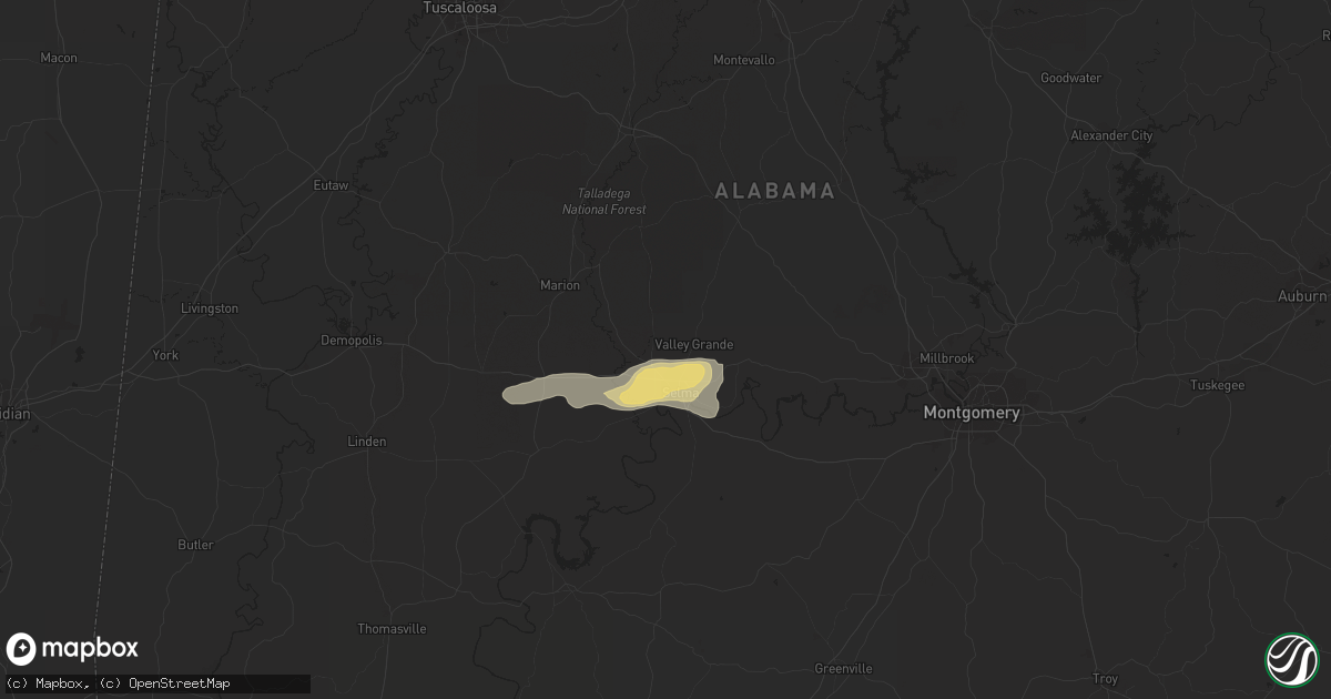 Hail map in Selma, AL on April 10, 2015