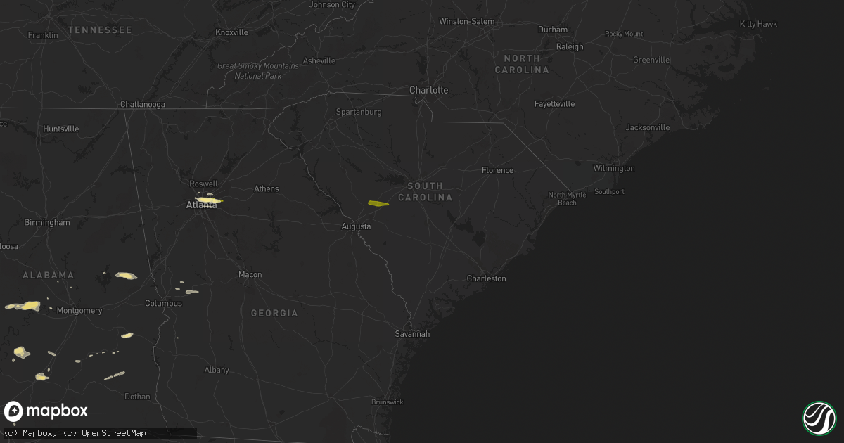 Hail map in South Carolina on April 10, 2015