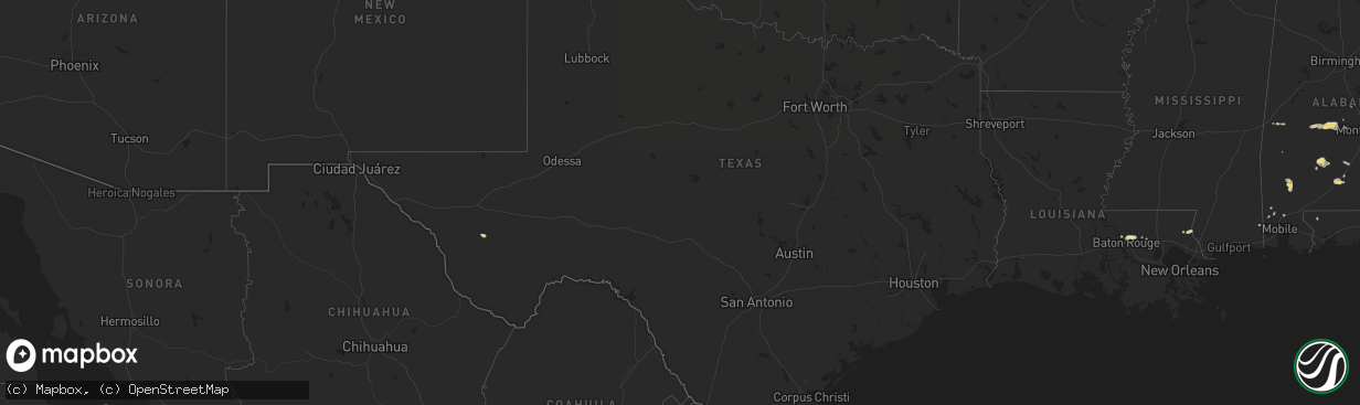 Hail map in Texas on April 10, 2015