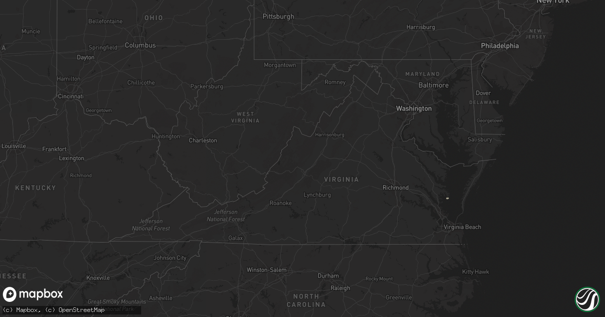 Hail map in Virginia on April 10, 2015