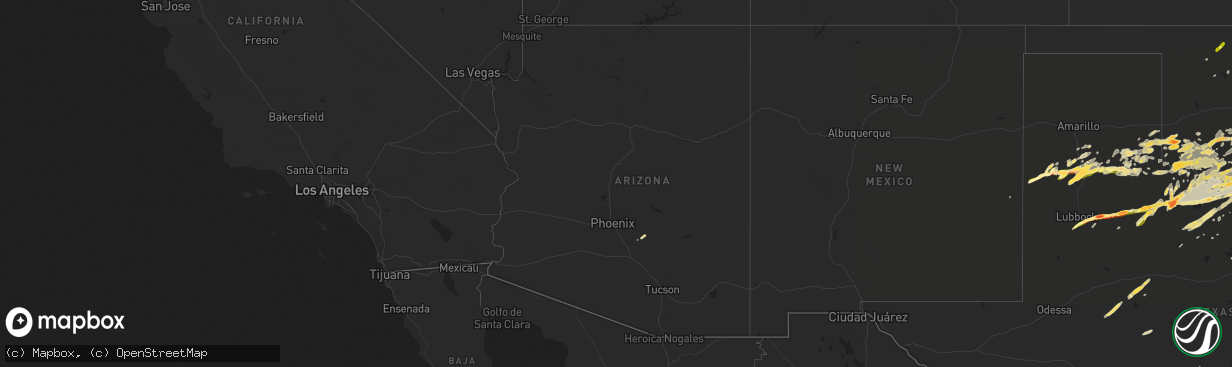 Hail map in Arizona on April 10, 2016