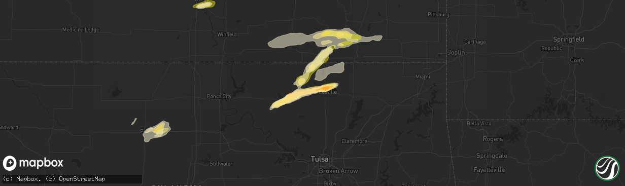 Hail map in Bartlesville, OK on April 10, 2016