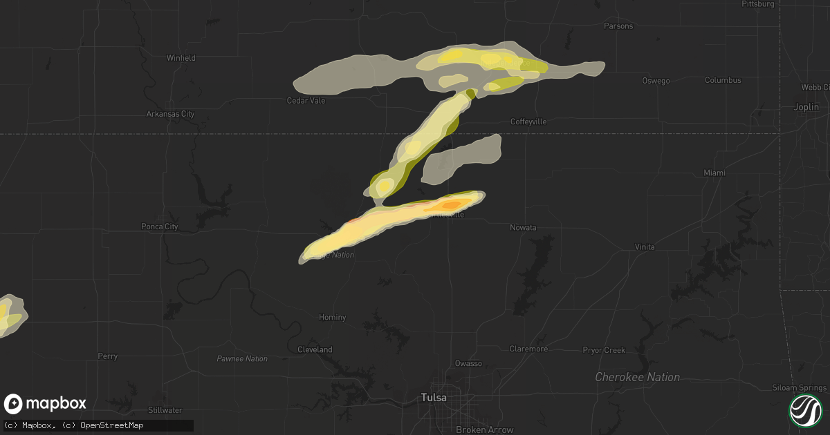 Hail map in Bartlesville, OK on April 10, 2016