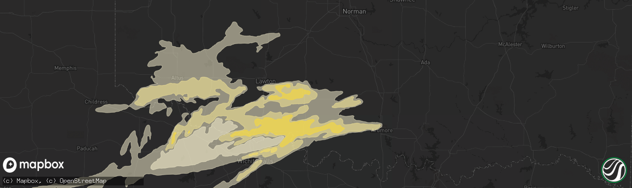 Hail map in Duncan, OK on April 10, 2016