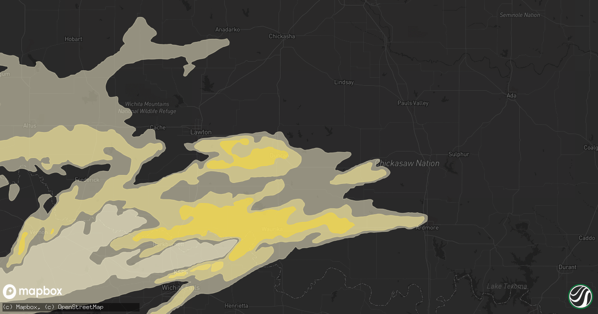 Hail map in Duncan, OK on April 10, 2016