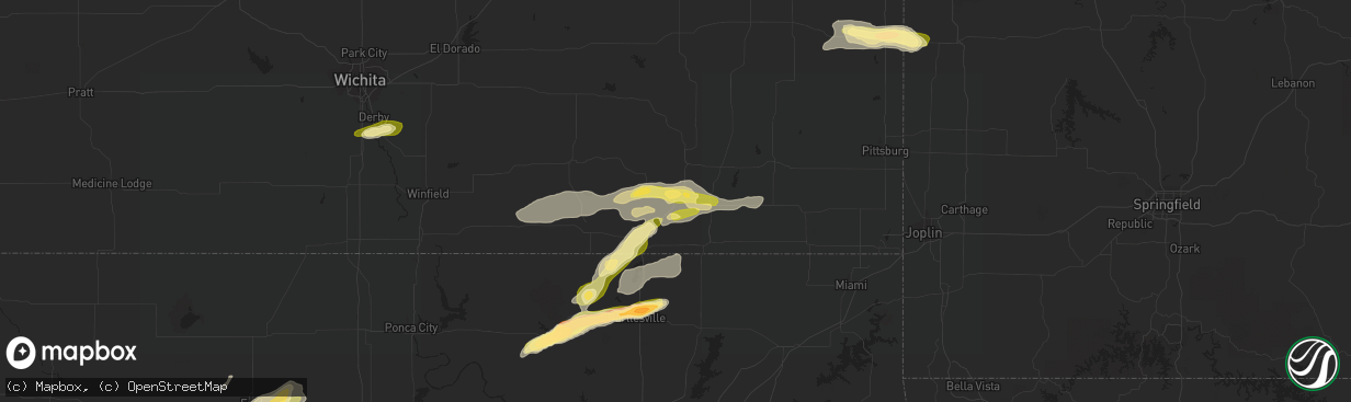 Hail map in Independence, KS on April 10, 2016