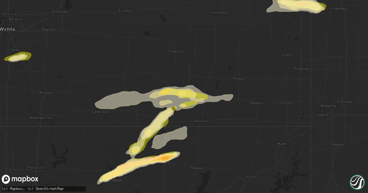 Hail map in Independence, KS on April 10, 2016