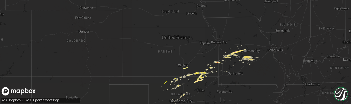 Hail map in Kansas on April 10, 2016