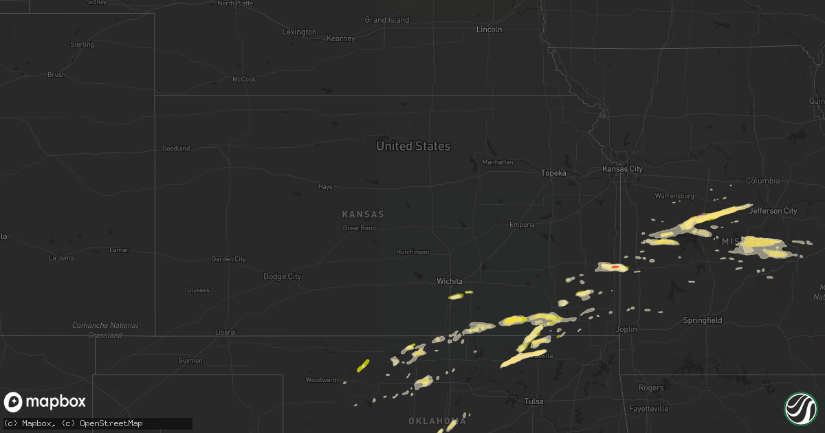 Hail map in Kansas on April 10, 2016