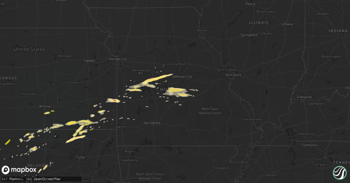 Hail map in Missouri on April 10, 2016
