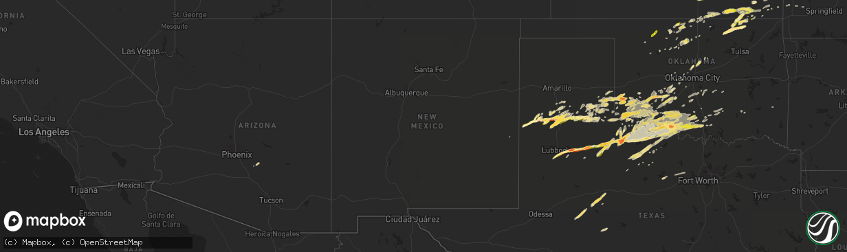 Hail map in New Mexico on April 10, 2016