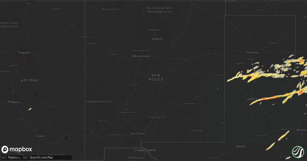 Hail map in New Mexico on April 10, 2016