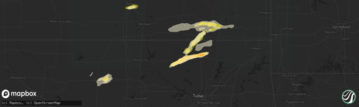 Hail map in Pawhuska, OK on April 10, 2016