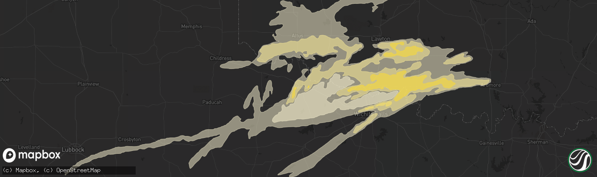 Hail map in Vernon, TX on April 10, 2016