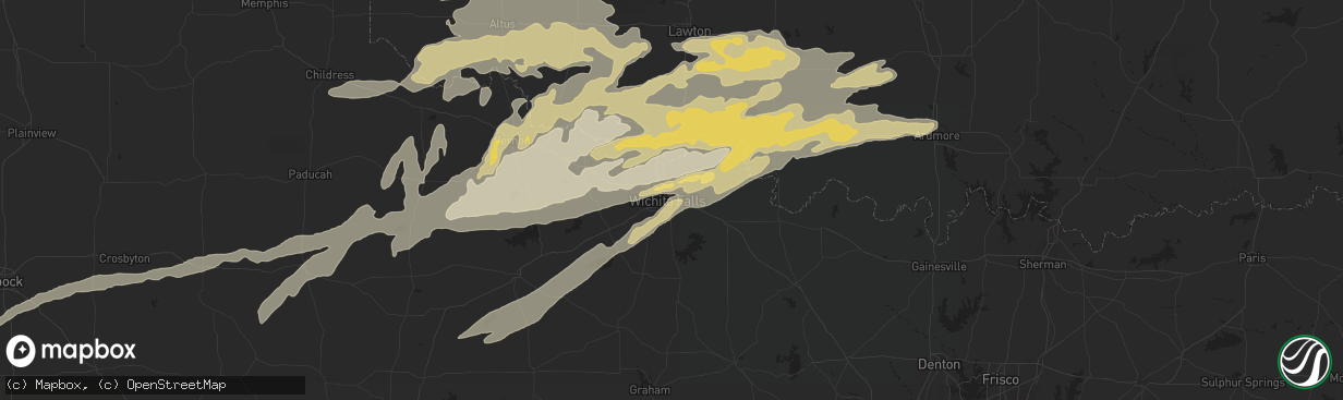 Hail map in Wichita Falls, TX on April 10, 2016