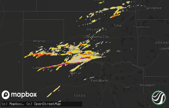 Hail map preview on 04-10-2016