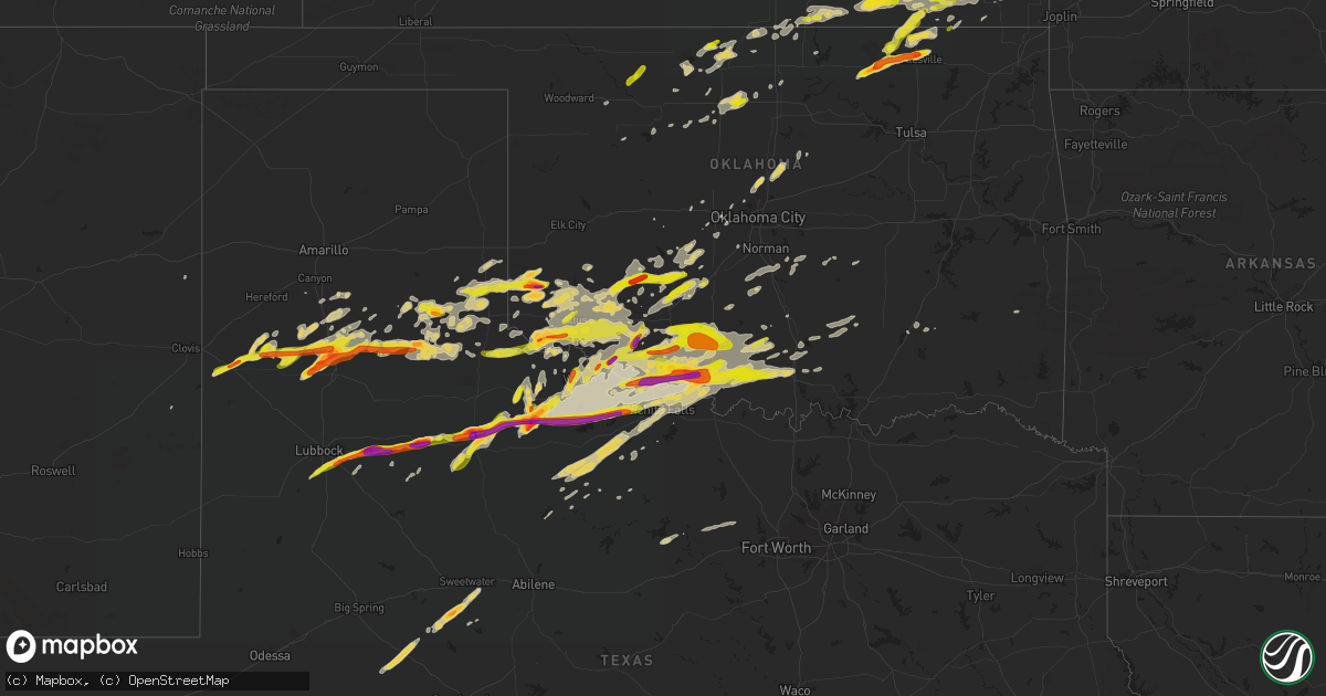 Hail map on April 10, 2016