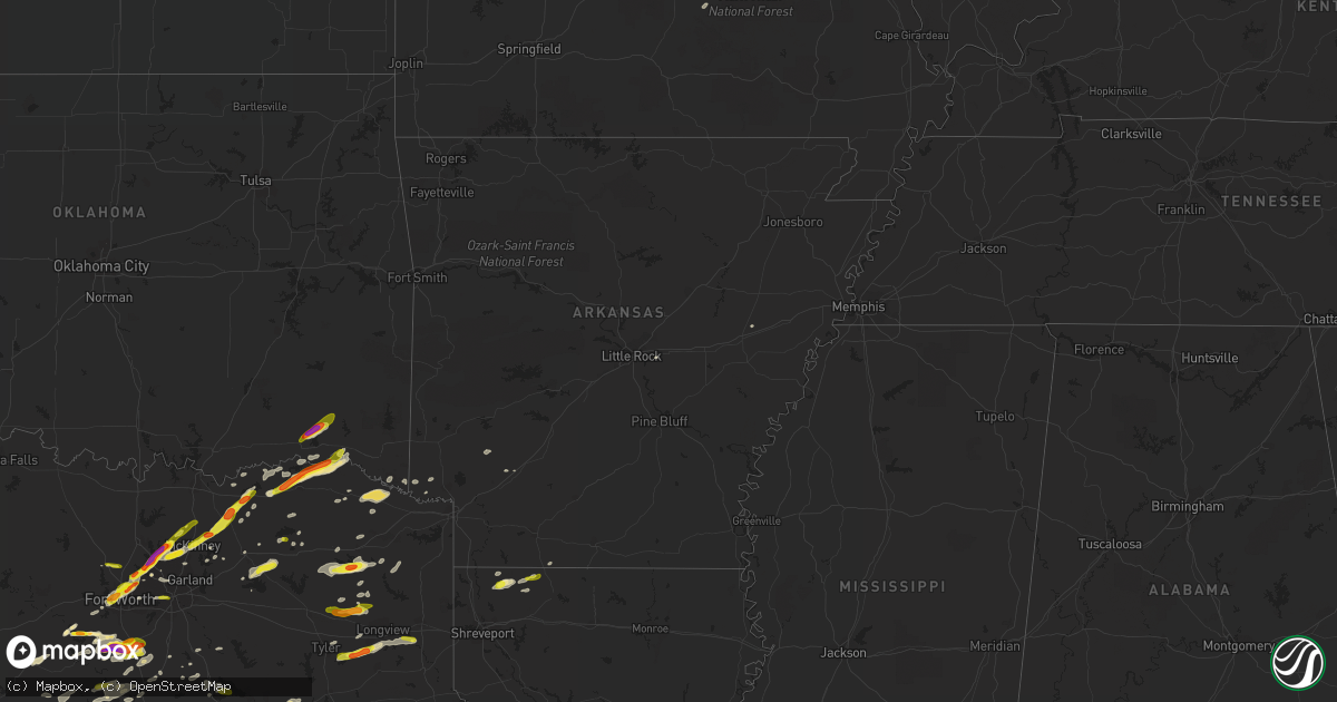 Hail map in Arkansas on April 10, 2017