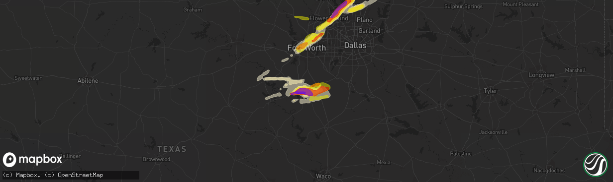 Hail map in Cleburne, TX on April 10, 2017