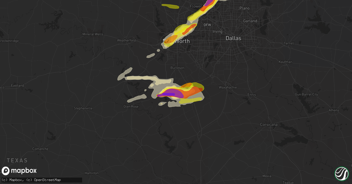 Hail map in Cleburne, TX on April 10, 2017