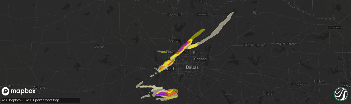 Hail map in Flower Mound, TX on April 10, 2017