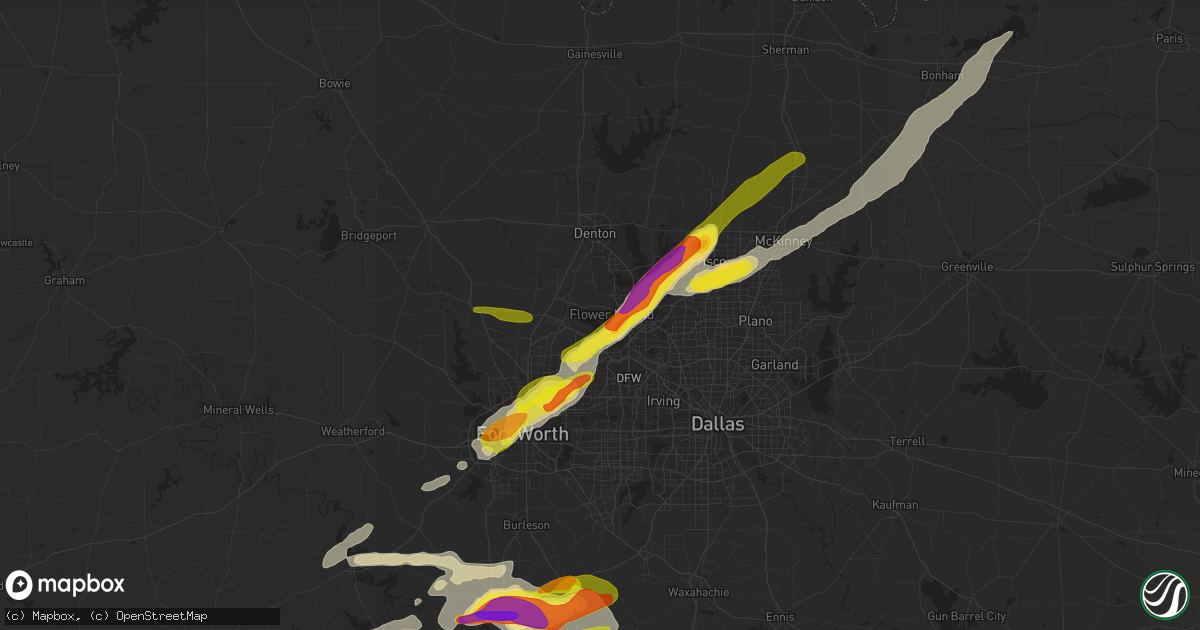 Hail map in Flower Mound, TX on April 10, 2017