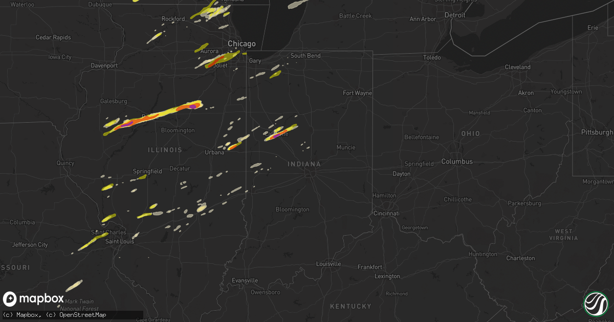 Hail map in Indiana on April 10, 2017