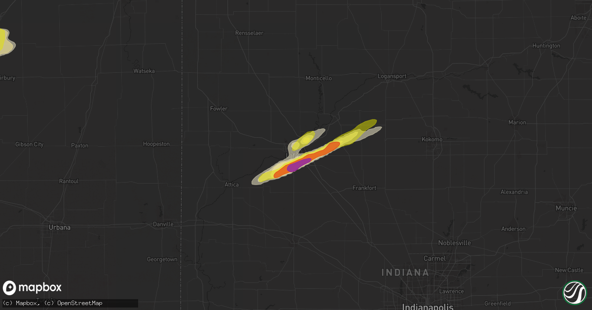 Hail map in Lafayette, IN on April 10, 2017