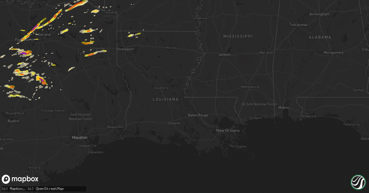 Hail map in Louisiana on April 10, 2017