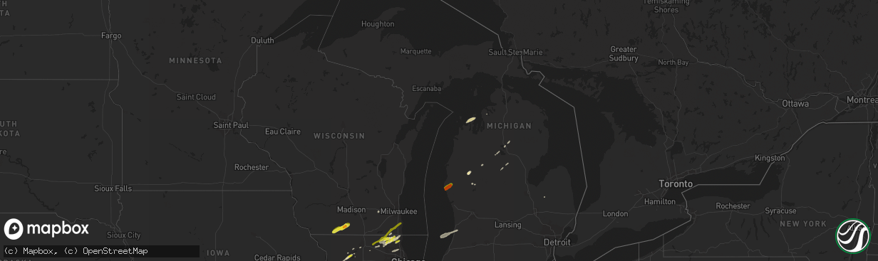 Hail map in Michigan on April 10, 2017