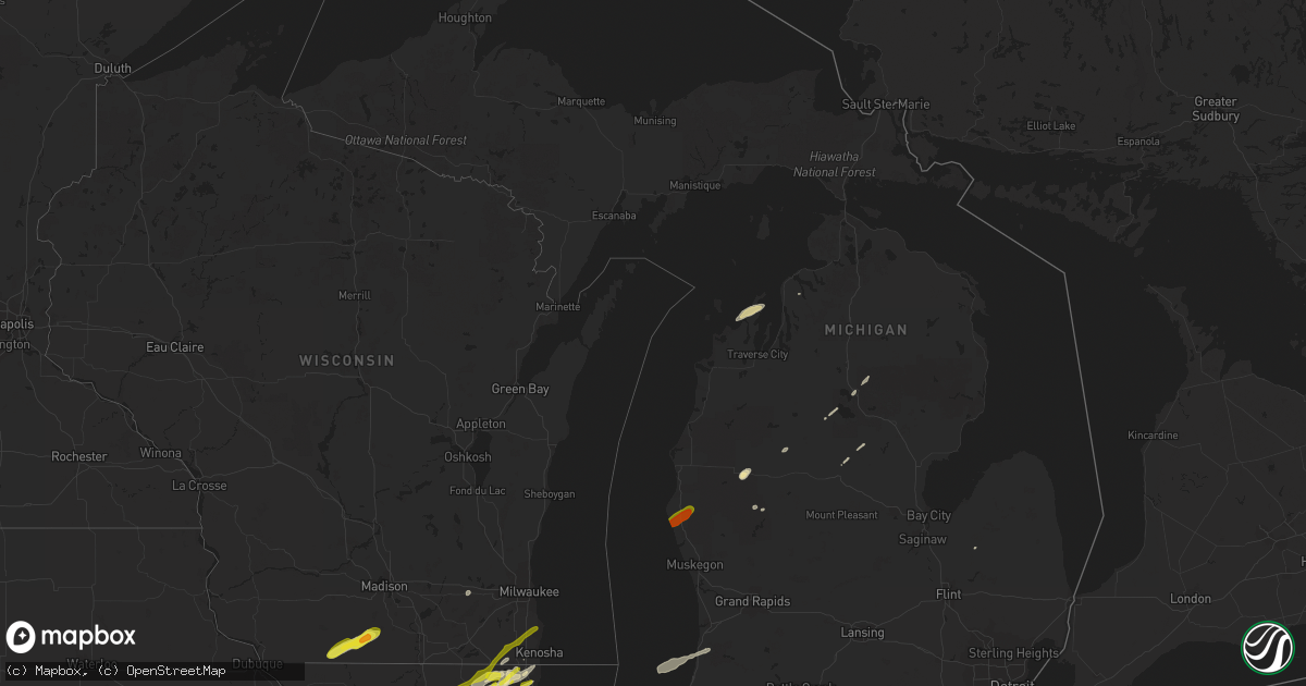 Hail map in Michigan on April 10, 2017