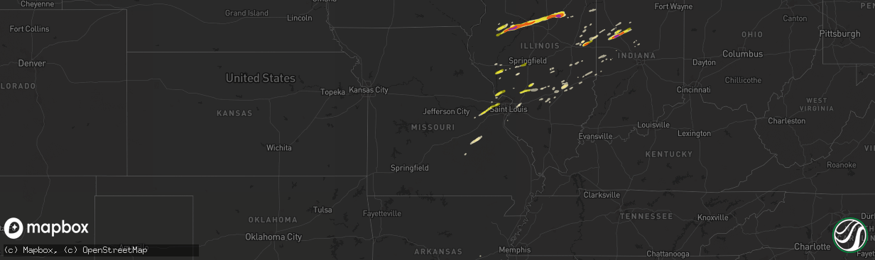 Hail map in Missouri on April 10, 2017