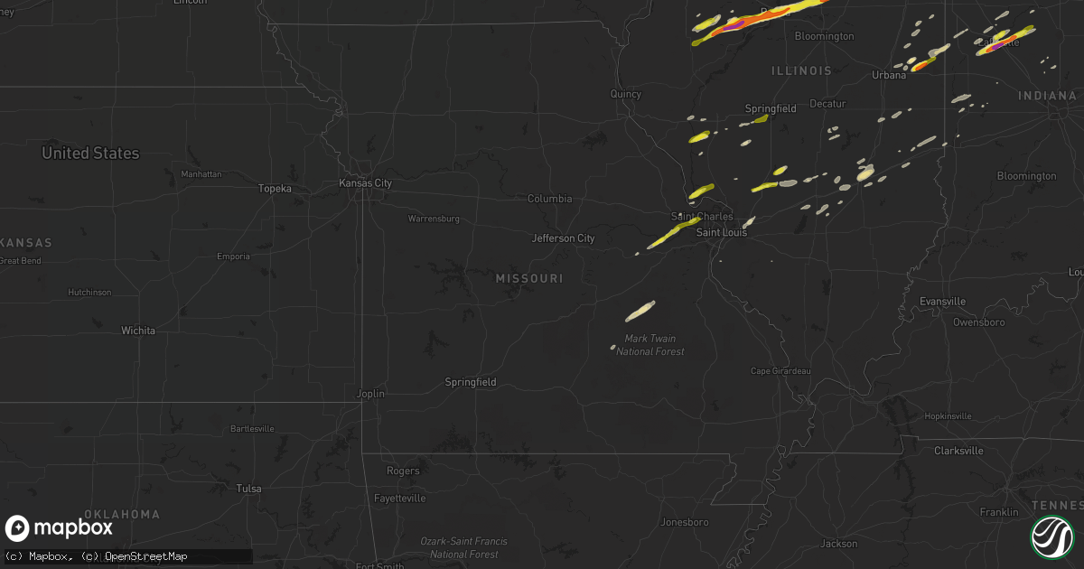 Hail map in Missouri on April 10, 2017