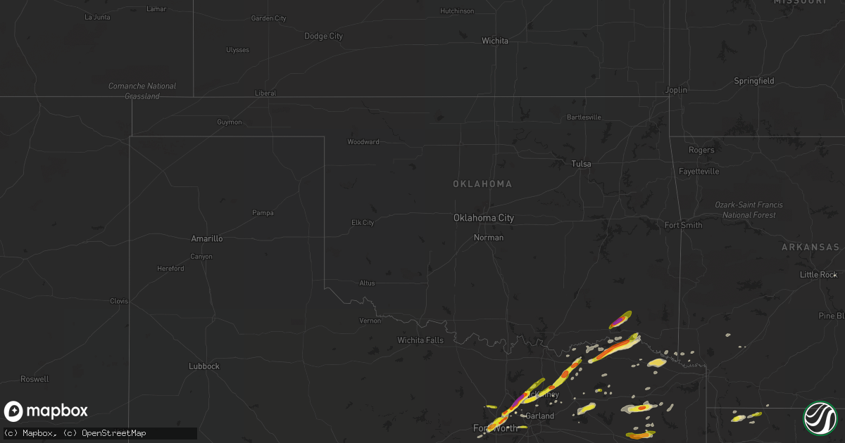 Hail map in Oklahoma on April 10, 2017