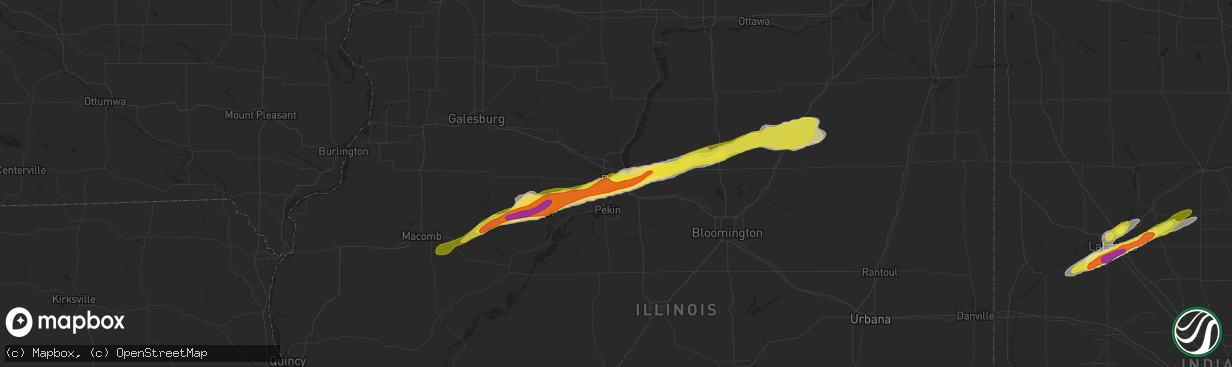 Hail map in Peoria, IL on April 10, 2017