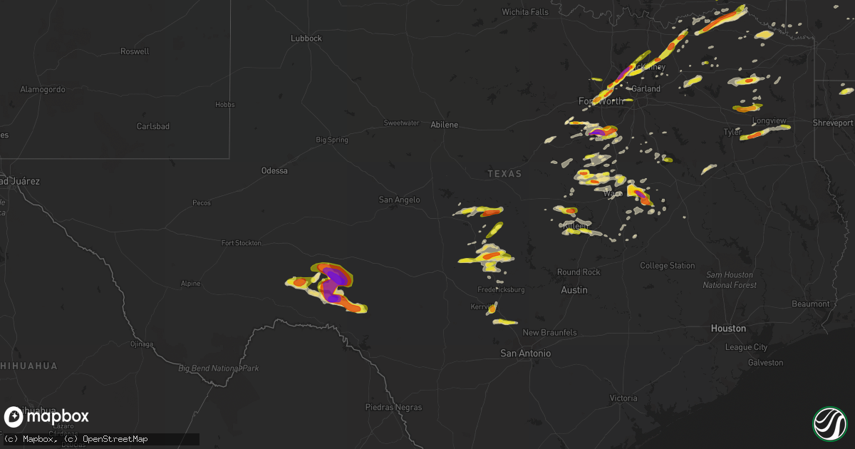 Hail map in Texas on April 10, 2017
