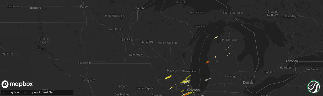 Hail map in Wisconsin on April 10, 2017