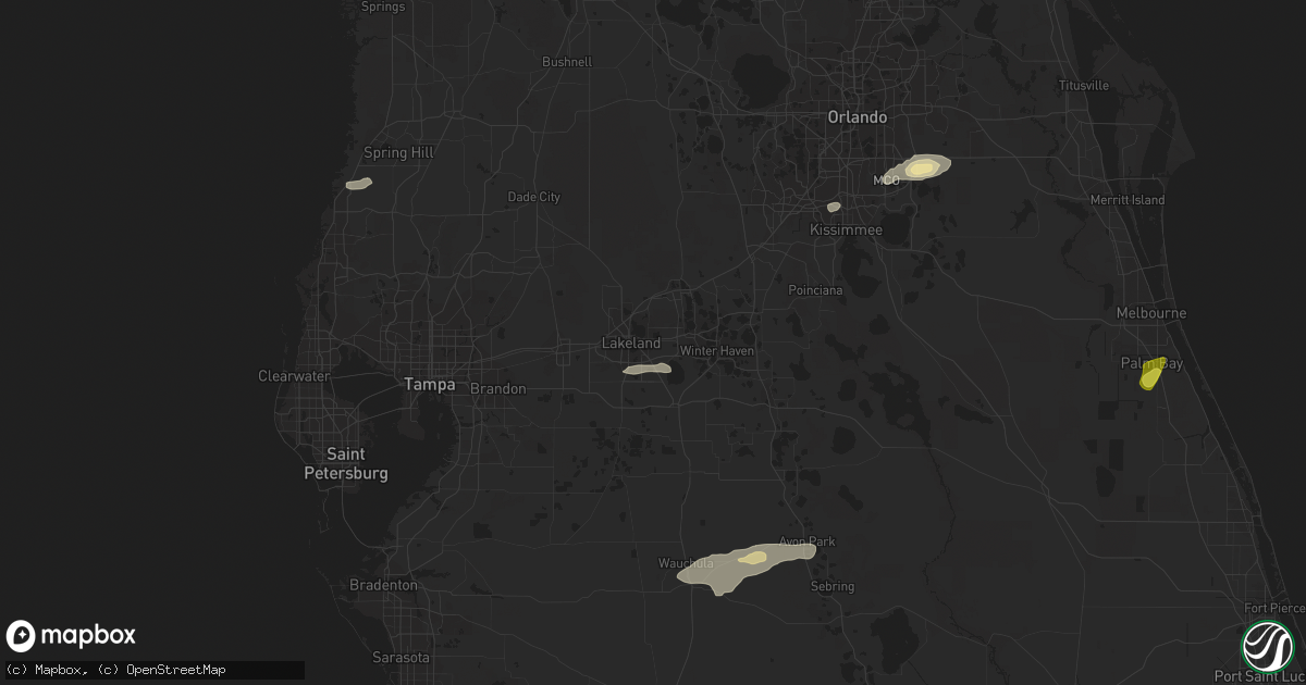 Hail map in Lakeland, FL on April 10, 2018