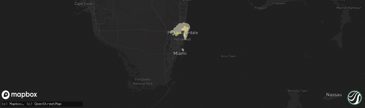 Hail map in Miami Beach, FL on April 10, 2018